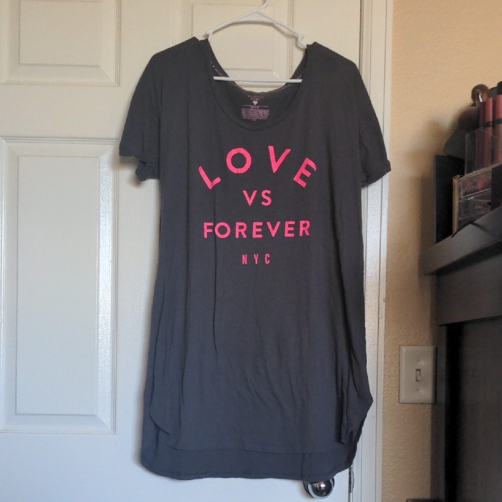 Victoria's Secret Gray and Pink Pajama Nightshirt